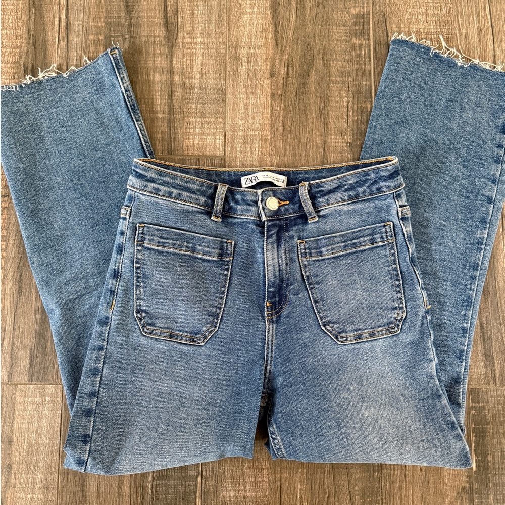 Zara Blue Denim Jeans cropped